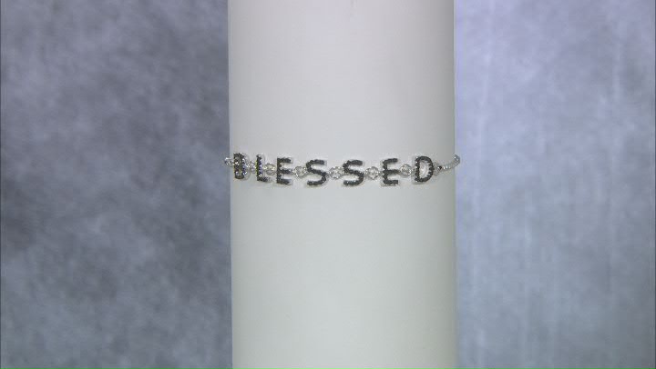 Black Spinel Rhodium Over Sterling Silver "Blessed" Bracelet 0.42ctw Video Thumbnail