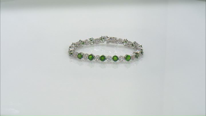 Green Chrome Diopside Rhodium Over Sterling Silver Bracelet 10.85ctw Video Thumbnail
