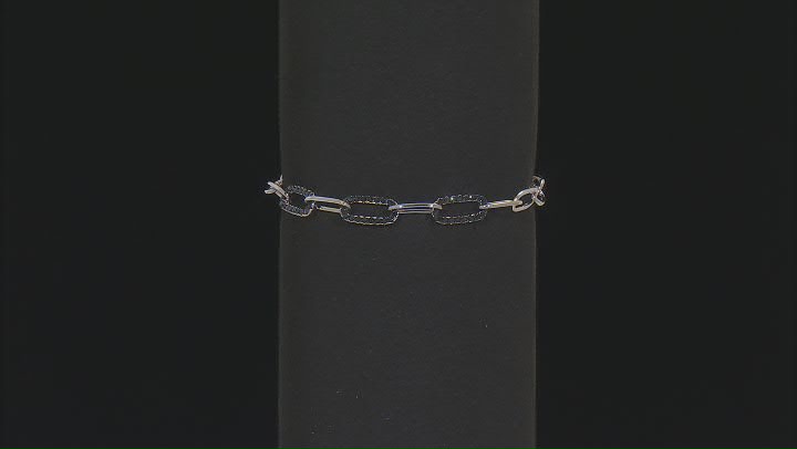 Black Spinel Rhodium Over Sterling Silver Paperclip Link Bracelet 1.03ctw Video Thumbnail