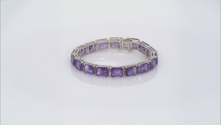 Purple Amethyst Platinum Over Sterling Silver Tennis Bracelet 51.50ctw Video Thumbnail