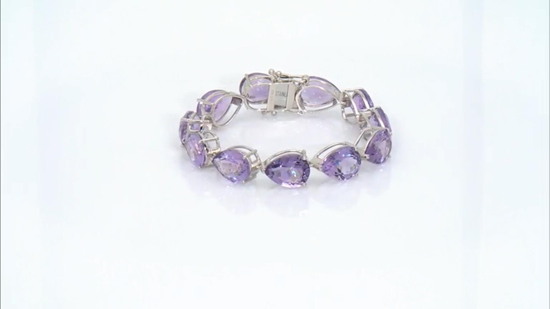 Purple Amethyst Platinum Over Sterling Silver Tennis Bracelet 78.56ctw Video Thumbnail