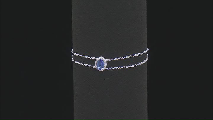 Blue Tanzanite with White Zircon Rhodium Over Sterling Silver Bracelet 1.35ctw Video Thumbnail