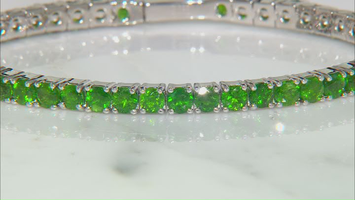 Green Chrome Diopside Rhodium Over Sterling Silver Flex Bangle 8.00ctw Video Thumbnail