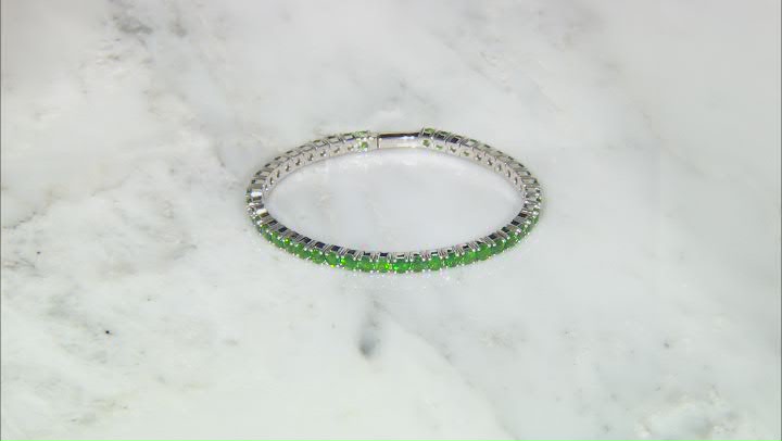 Green Chrome Diopside Rhodium Over Sterling Silver Flex Bangle 8.00ctw Video Thumbnail