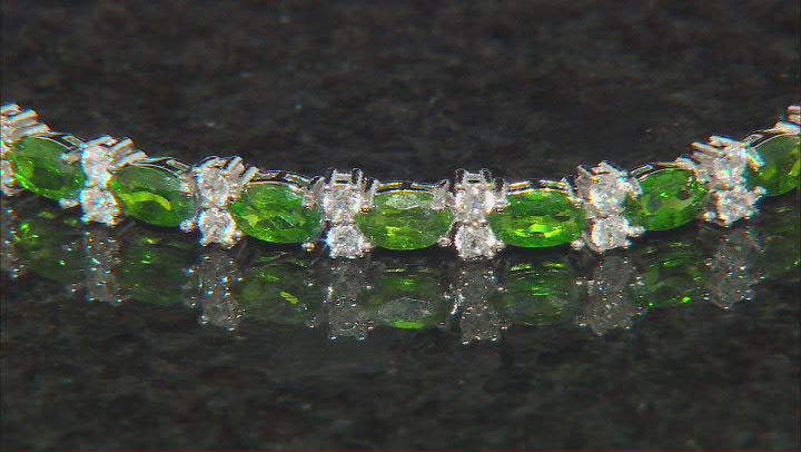 Green Chrome Diopside With White Zircon Rhodium Over Sterling Silver Bracelet 8.10ctw Video Thumbnail