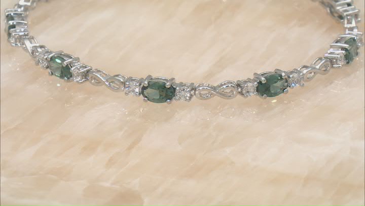 Green Lab Created Spinel Rhodium Over Sterling Silver Bracelet 5.00ctw Video Thumbnail