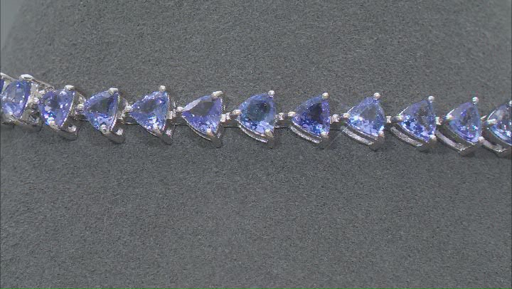 Blue Tanzanite Rhodium Over Sterling Silver Tennis Bracelet 7.92ctw Video Thumbnail