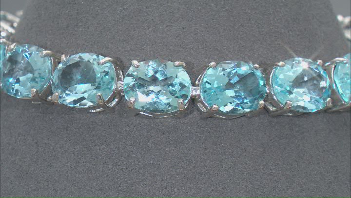 Sky Blue Topaz Rhodium Over Sterling Silver Bracelet 50.00ctw Video Thumbnail