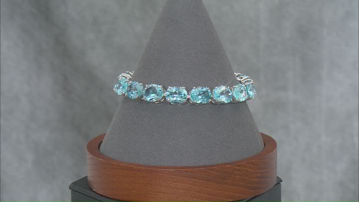 Sky Blue Topaz Rhodium Over Sterling Silver Bracelet 50.00ctw Video Thumbnail