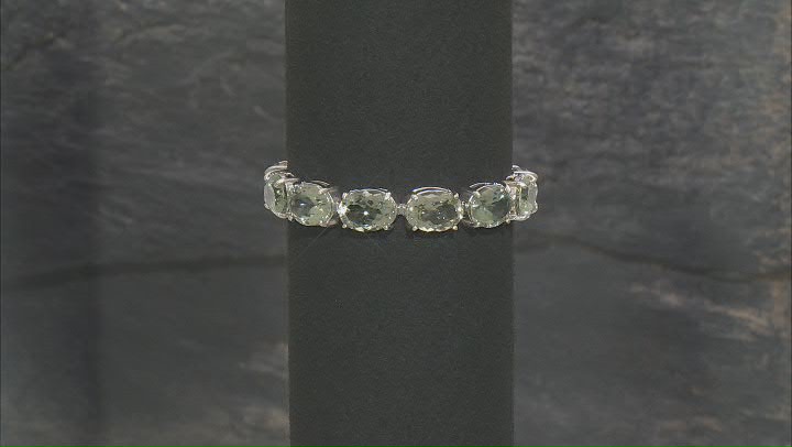 Green Prasiolite Rhodium Over Sterling Silver Tennis Bracelet 54.00ctw Video Thumbnail