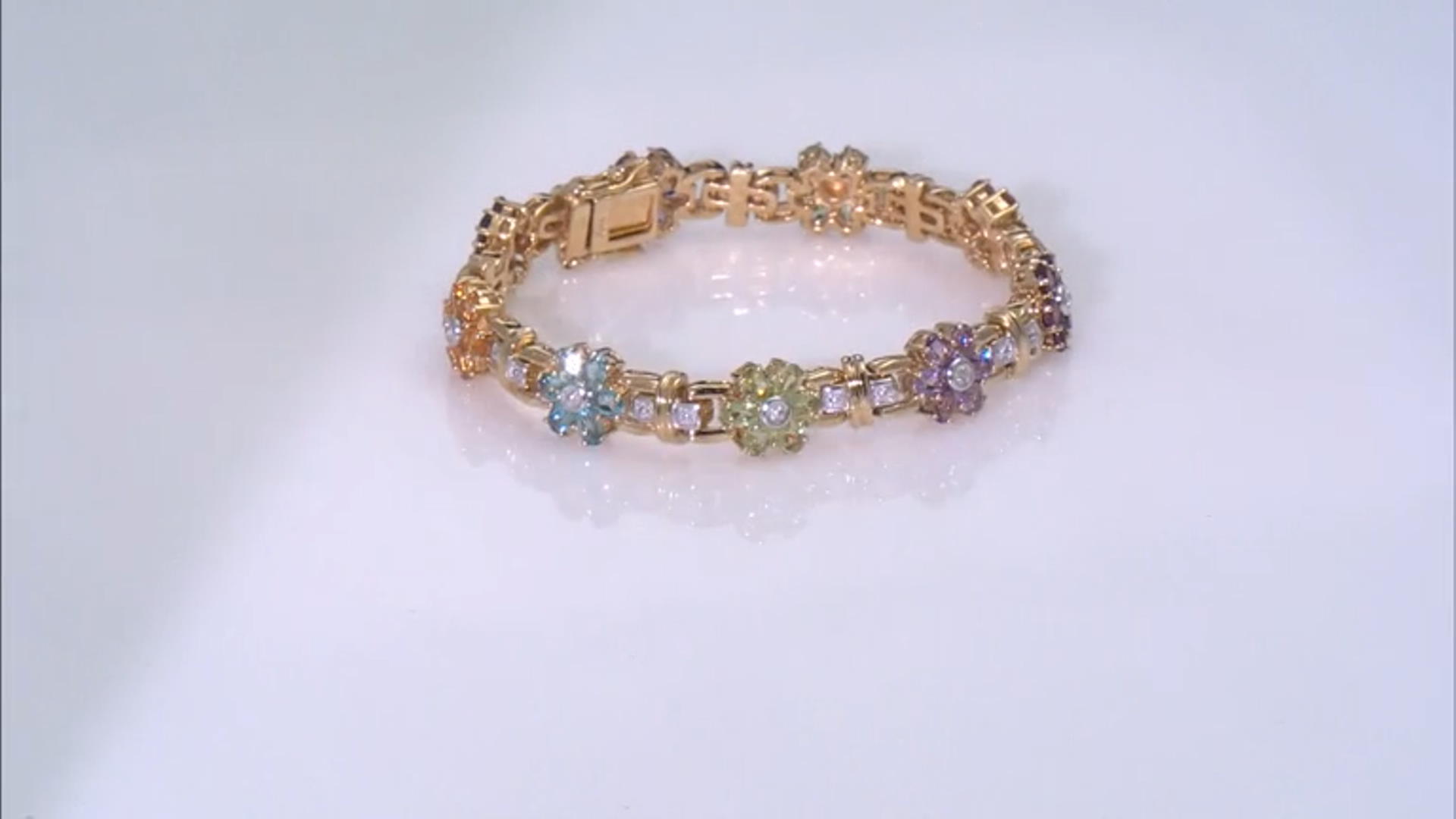 Multi Stone 18k Yellow Gold Over Sterling Silver Bracelet 9.62ctw Video Thumbnail