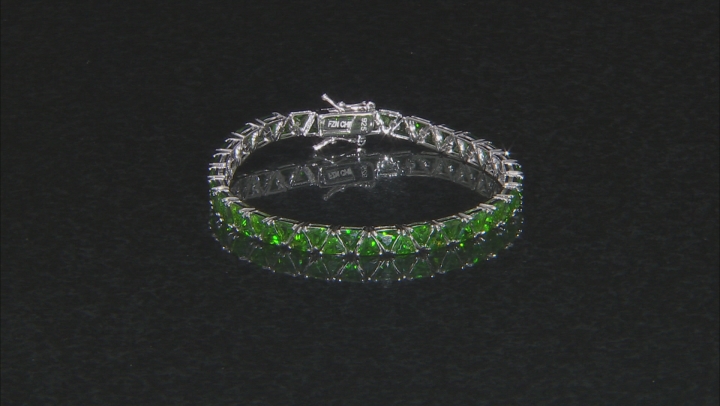 Chrome Diopside Rhodium Over Sterling Silver Tennis Bracelet 12.50ctw Video Thumbnail