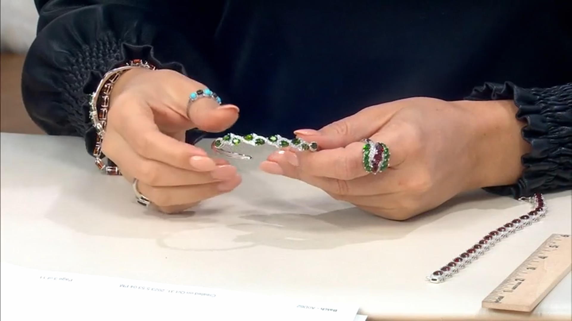 Chrome Diopside Rhodium Over Sterling Silver Cuff Bracelet Video Thumbnail