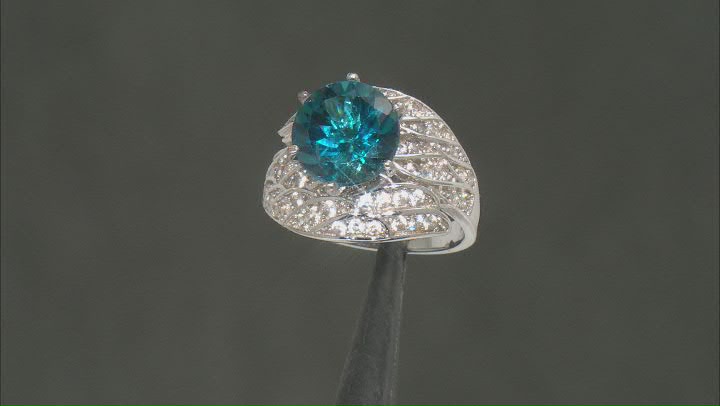 Blue Topaz Rhodium Over Sterling Silver Ring 5.88ctw Video Thumbnail