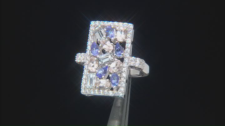 Blue Tanzanite Rhodium Over Sterling Silver Ring 3.27ctw Video Thumbnail