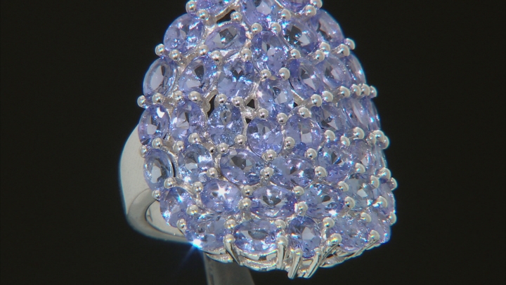 Tanzanite Rhodium Over Sterling Silver Ring 8.07ctw Video Thumbnail