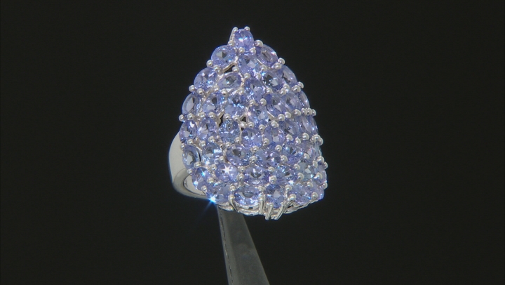 Tanzanite Rhodium Over Sterling Silver Ring 8.07ctw Video Thumbnail