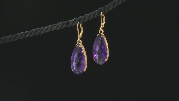 African Amethyst 18k Yellow Gold Over Sterling Silver Earrings  18.00ctw Video Thumbnail