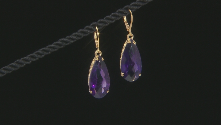 African Amethyst 18k Yellow Gold Over Sterling Silver Earrings  18.00ctw Video Thumbnail