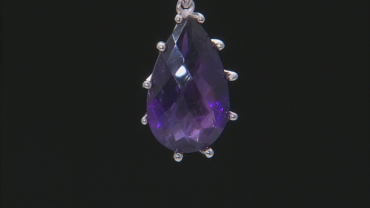 African Amethyst Rhodium Over Sterling Silver Pendant With Chain 17.00ctw Video Thumbnail