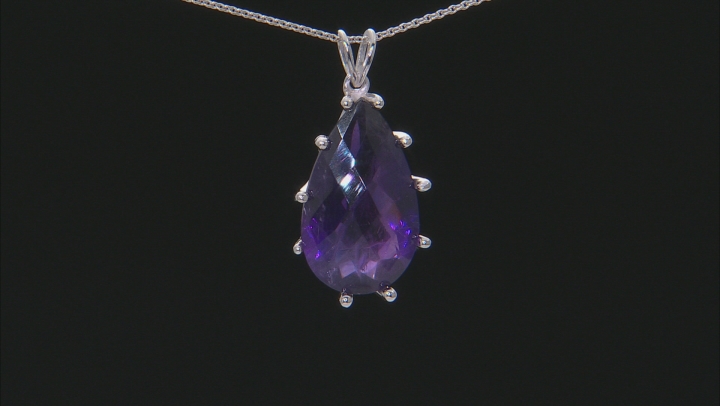 African Amethyst Rhodium Over Sterling Silver Pendant With Chain 17.00ctw Video Thumbnail