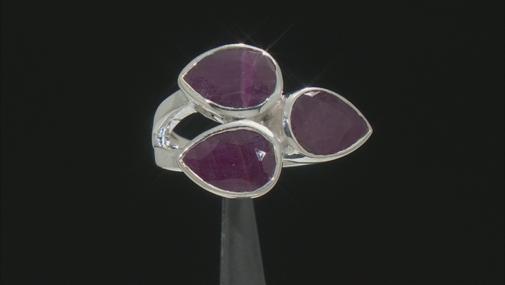 Red Indian Ruby Sterling Silver Ring 6.34ctw Video Thumbnail