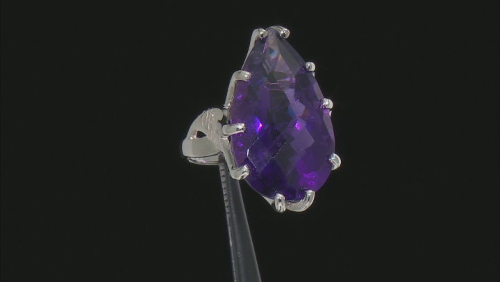 African Amethyst Rhodium Over Sterling Silver Ring 17.00ctw Video Thumbnail