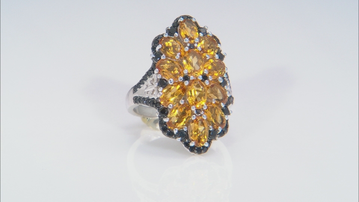 Yellow Citrine Rhodium Over Sterling Silver Ring 5.35ctw Video Thumbnail