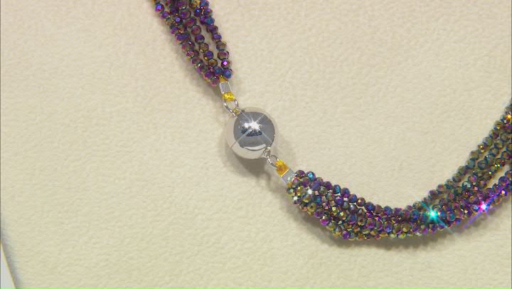 Multi-Color Sunset Spinel Rhodium Over Silver Bead Necklace Video Thumbnail
