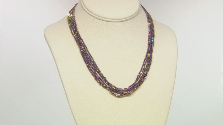 Multi-Color Sunset Spinel Rhodium Over Silver Bead Necklace Video Thumbnail