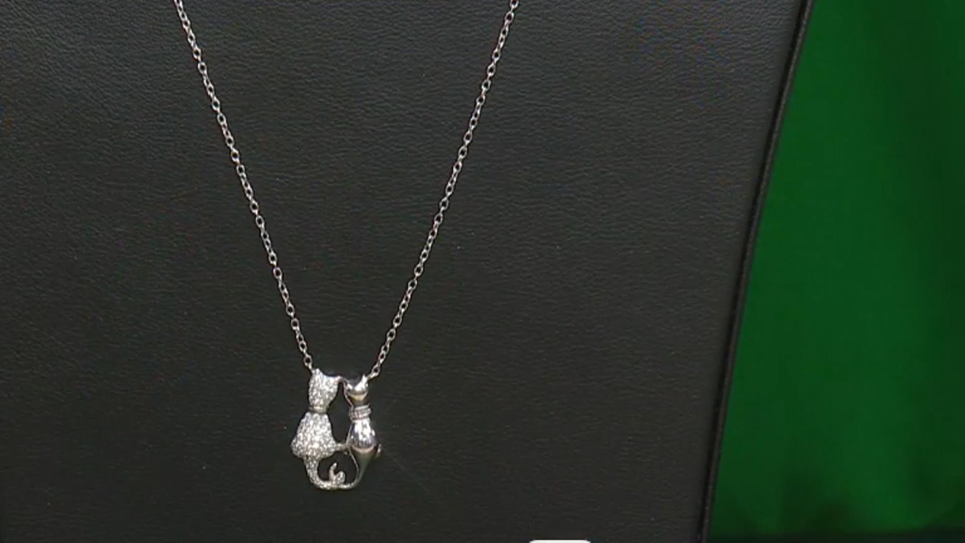 White Topaz Rhodium Over Sterling Silver Cat Pendant With Chain 0.85ctw Video Thumbnail