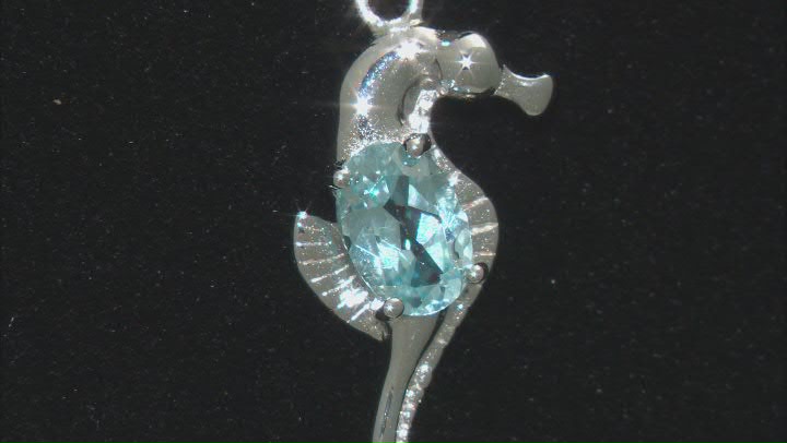Sky Blue Topaz Rhodium Over Sterling Silver Seahorse Pendant With Chain 0.91ctw Video Thumbnail