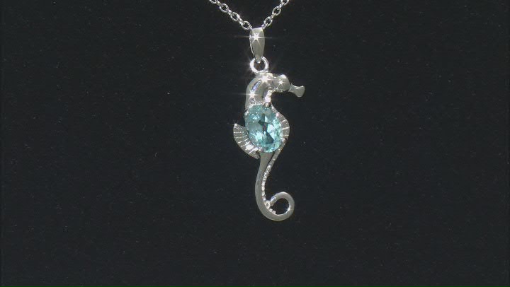 Sky Blue Topaz Rhodium Over Sterling Silver Seahorse Pendant With Chain 0.91ctw Video Thumbnail