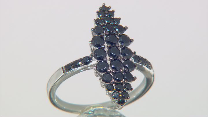 Black Spinel Rhodium Over Silver Ring 1.26ctw Video Thumbnail