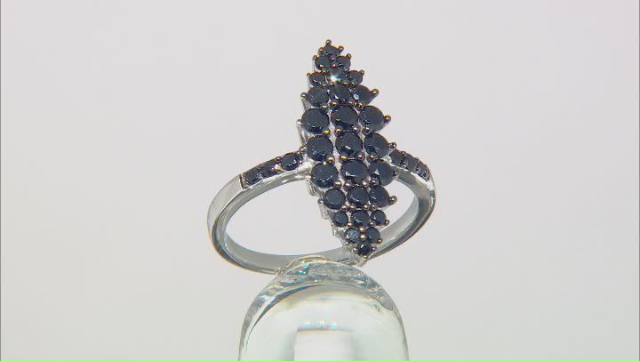 Black Spinel Rhodium Over Silver Ring 1.26ctw Video Thumbnail