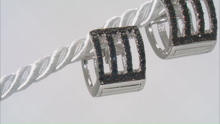 Black Spinel Rhodium Over Sterling Silver Huggie Earrings 0.47ctw Video Thumbnail