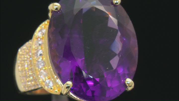 Purple Amethyst 18K Yellow Gold Over Sterling Silver Ring 26.00ctw Video Thumbnail
