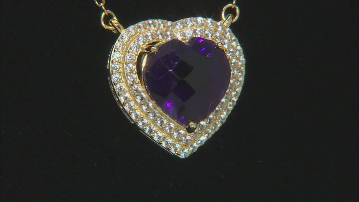 Purple African Amethyst 18K Yellow Gold Over Sterling Silver Pendant With Chain 5.40ctw Video Thumbnail