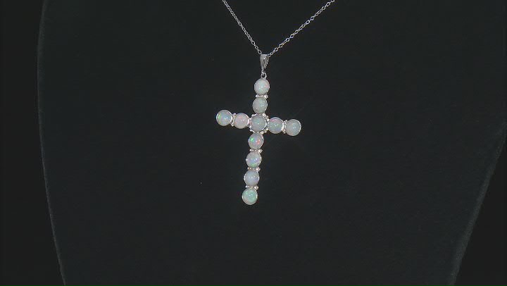 Ethiopian Opal Rhodium Over Sterling Silver 18" Pendant with Chain Video Thumbnail
