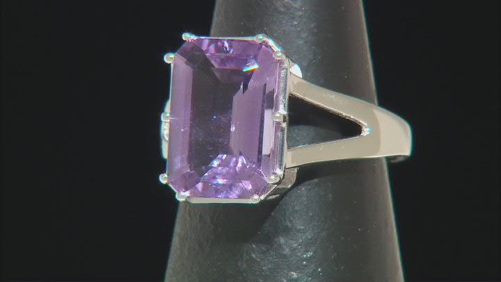 Amethyst Rhodium Over Silver Solitaire Ring 5.95ctw Video Thumbnail