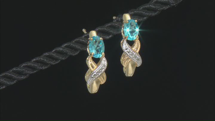Swiss Blue Topaz 14k Yellow Gold Over Sterling Silver Necklace And Earring Set 3.90ctw Video Thumbnail
