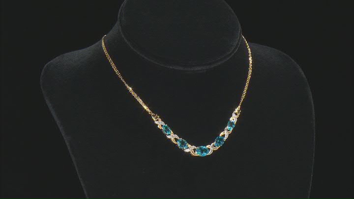 Swiss Blue Topaz 14k Yellow Gold Over Sterling Silver Necklace And Earring Set 3.90ctw Video Thumbnail