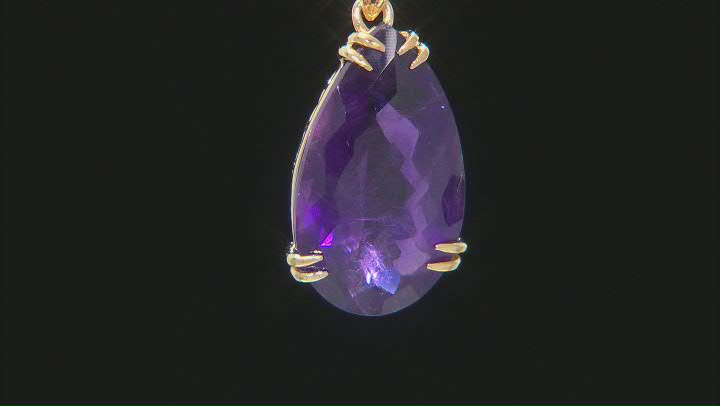 Purple African Amethyst 18k Yellow Gold Over Sterling Silver Pendant with 18" Chain Video Thumbnail