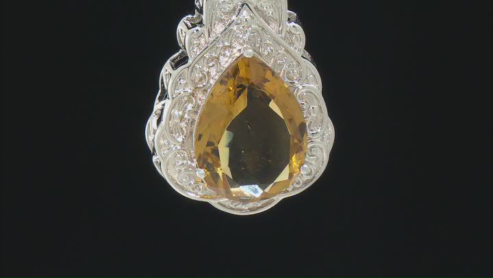 Yellow Citrine Rhodium Over Brass Pendant With Chain 12.00ctw Video Thumbnail