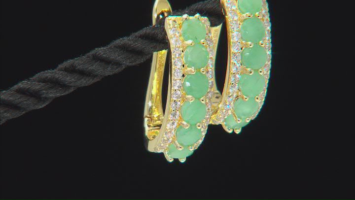 Green Emerald 18k Yellow Gold Over Silver J-Hoop Earrings 2.90ctw Video Thumbnail