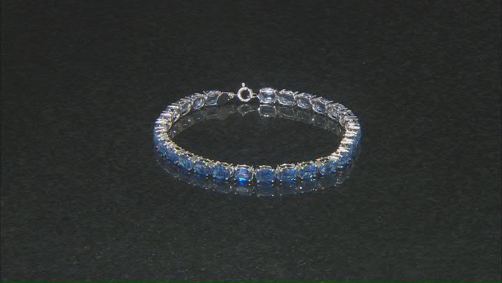 Blue Kyanite Rhodium Over Sterling Silver Bracelet. 14.07ctw Video Thumbnail