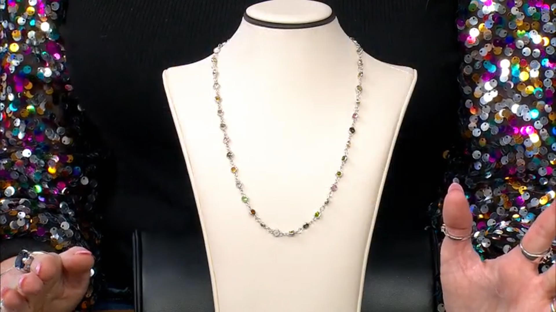 Multi Tourmaline Rhodium Over Sterling Silver Necklace. 8.40ctw Video Thumbnail