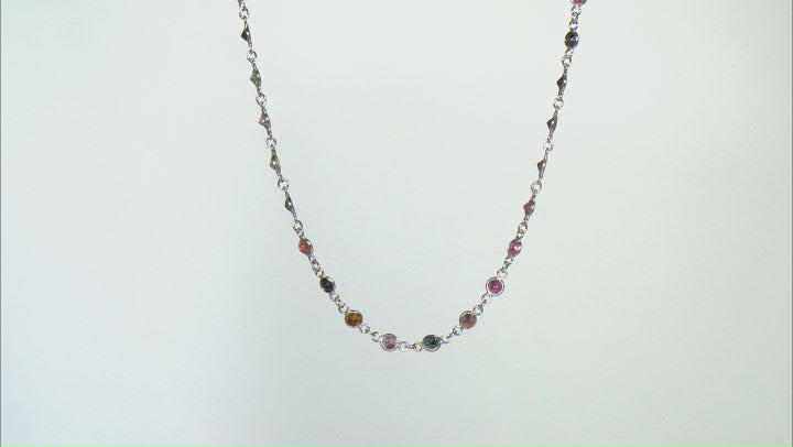 Multi Tourmaline Rhodium Over Sterling Silver Necklace. 8.40ctw Video Thumbnail