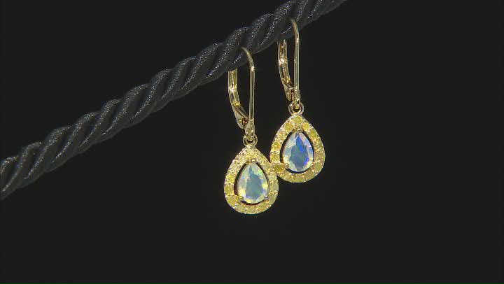 Ethiopian Opal 18K Yellow Gold Over Sterling Silver Earrings. 0.45ctw Video Thumbnail