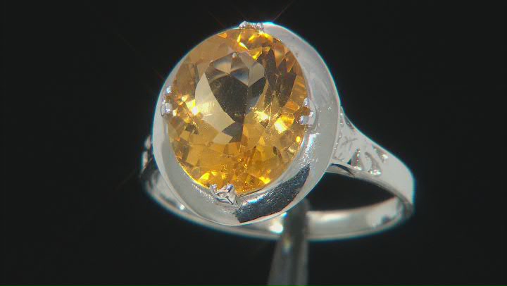 Citrine Solitaire Rhodium Over Sterling Silver Ring 3.70ct Video Thumbnail